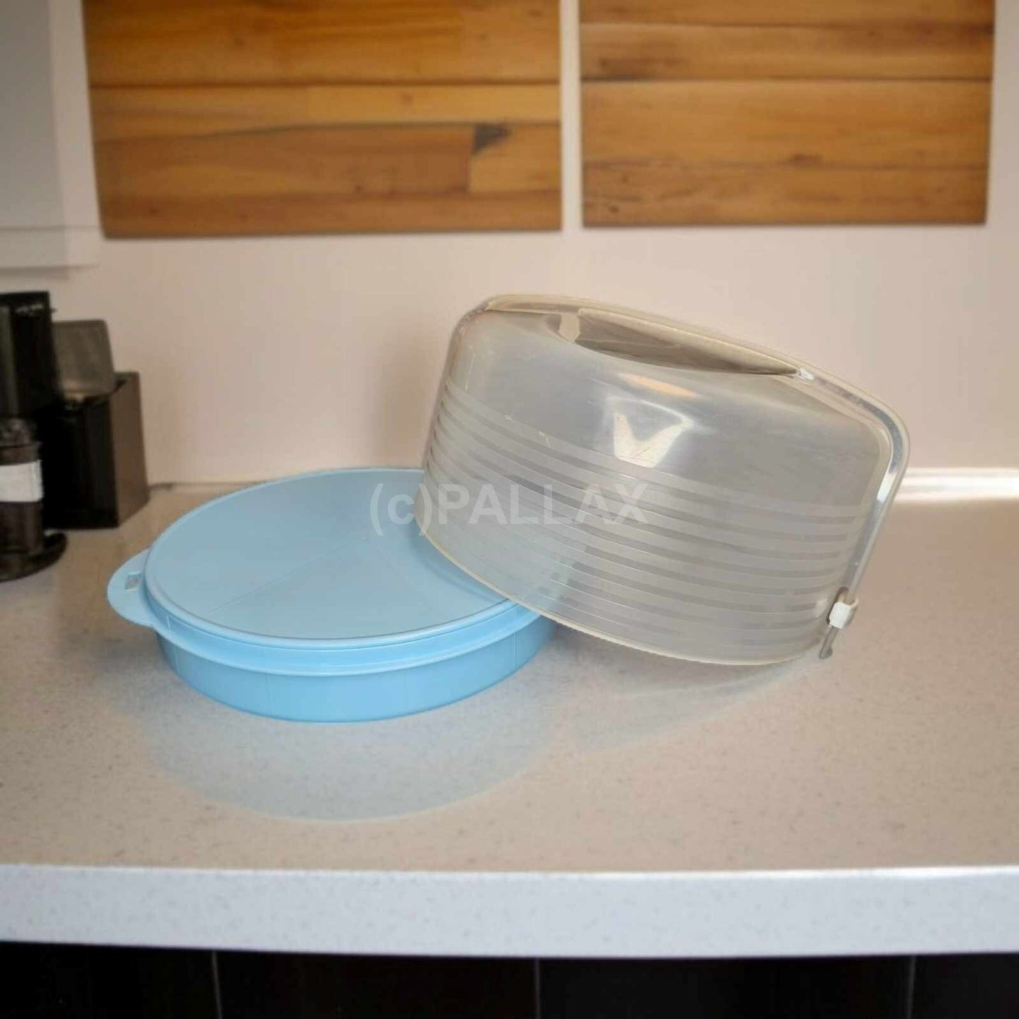 TUPPERWARE C94 WALZER-KÖNIG HELLBLAU TORTENBEHÄLTER MIT KÜHLBARER SERVIERPLATTE