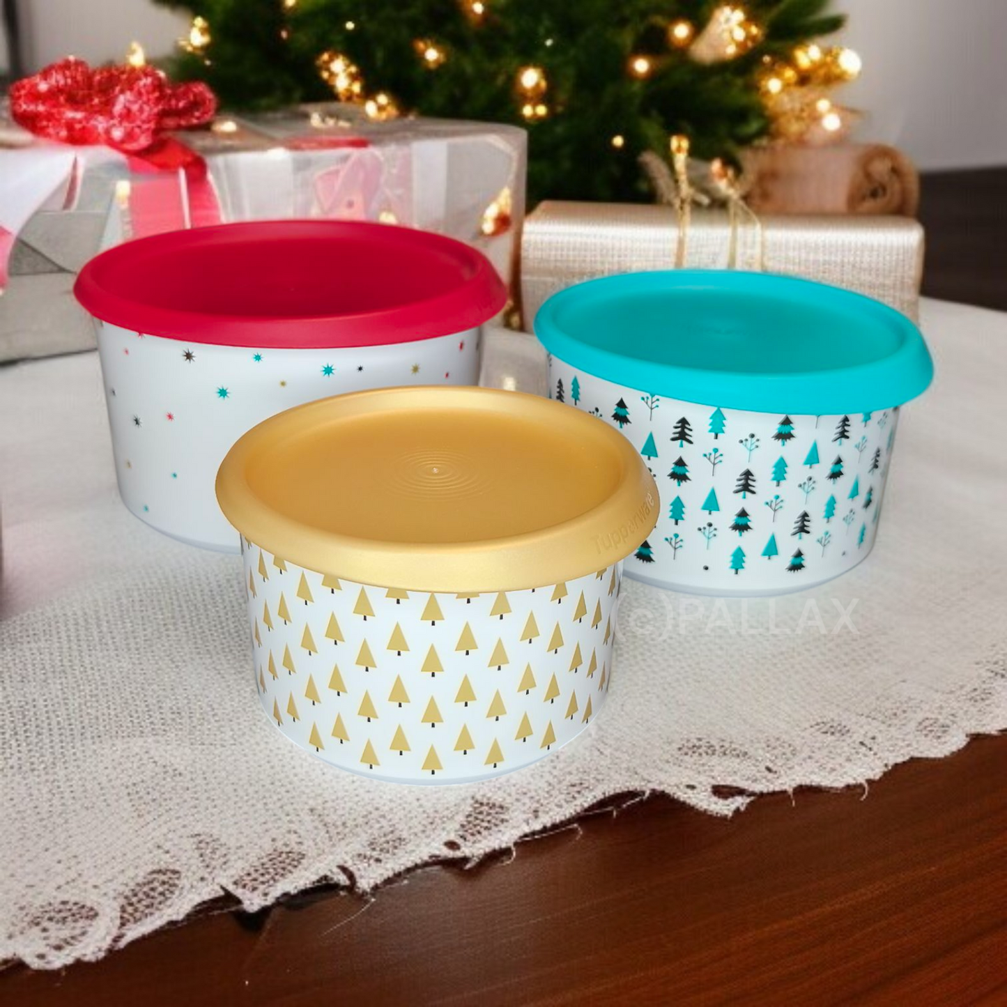 TUPPERWARE ERGONOMICA VORRATSDOSEN-TURM 575 ML + 940  ML + 1,4 L WEIHNACHTEN