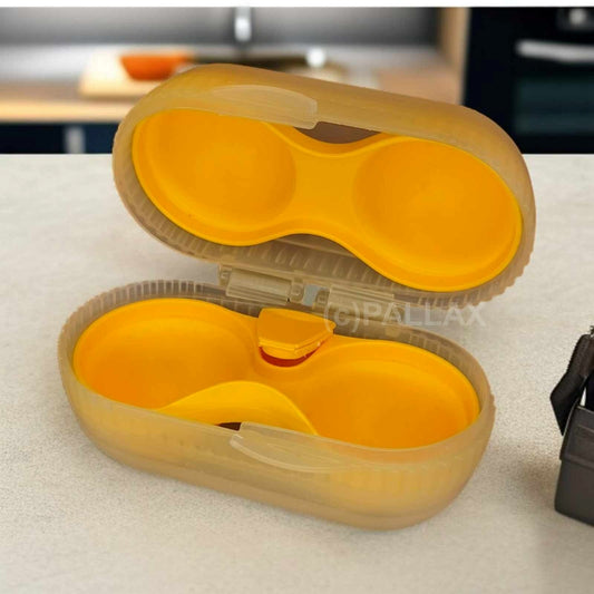 TUPPERWARE A128 ZWEI-DABEI ORANGE EIERBEHÄLTER MIT SALZSTREUER FÜR UNTERWEGS