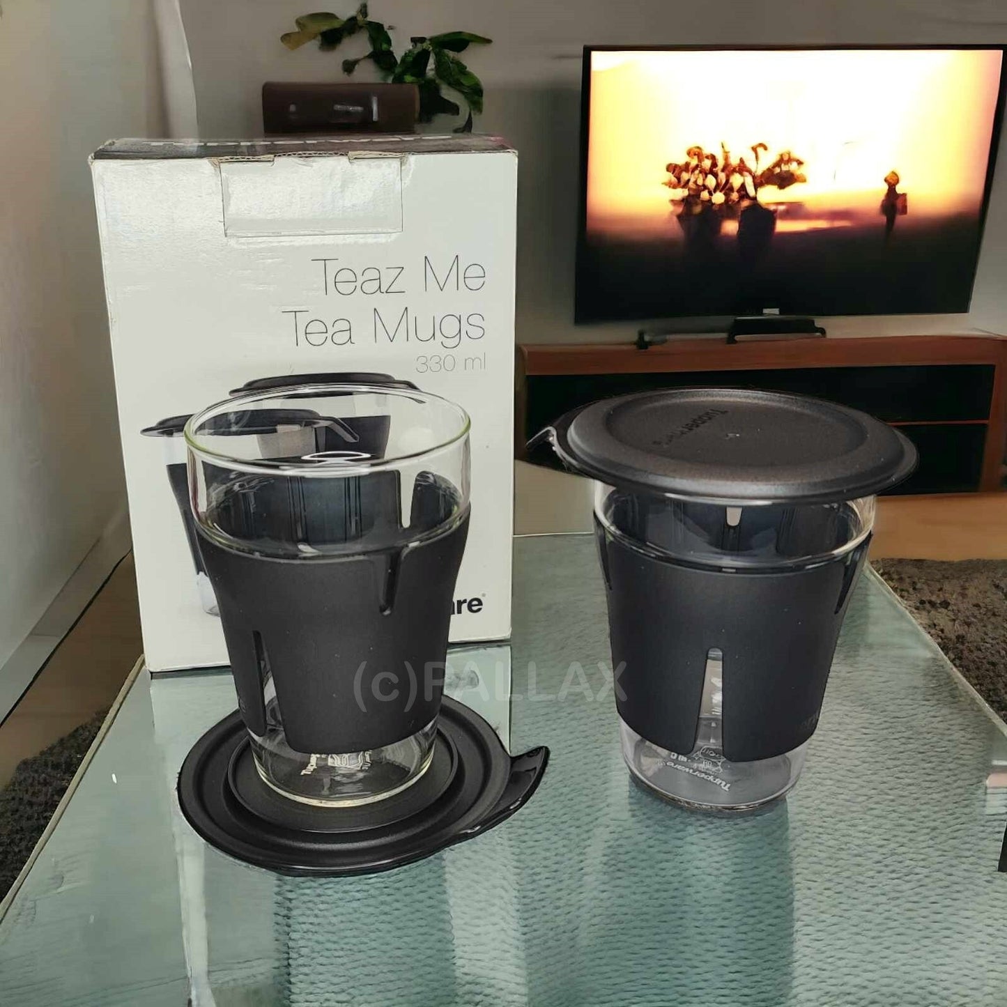 TUPPERWARE TEAZ-ME TEE-TASSEN GLÄSER  (2 STÜCK) SCHWARZ SONDERMODELL