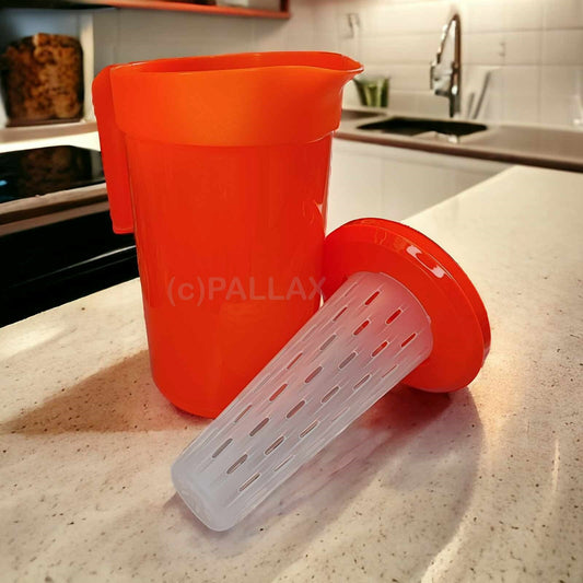TUPPERWARE PIROSCHKA-KANNE 2,1 L ORANGE MIT FILTER-EINSATZ FÜR FRUCHTSÄFTE
