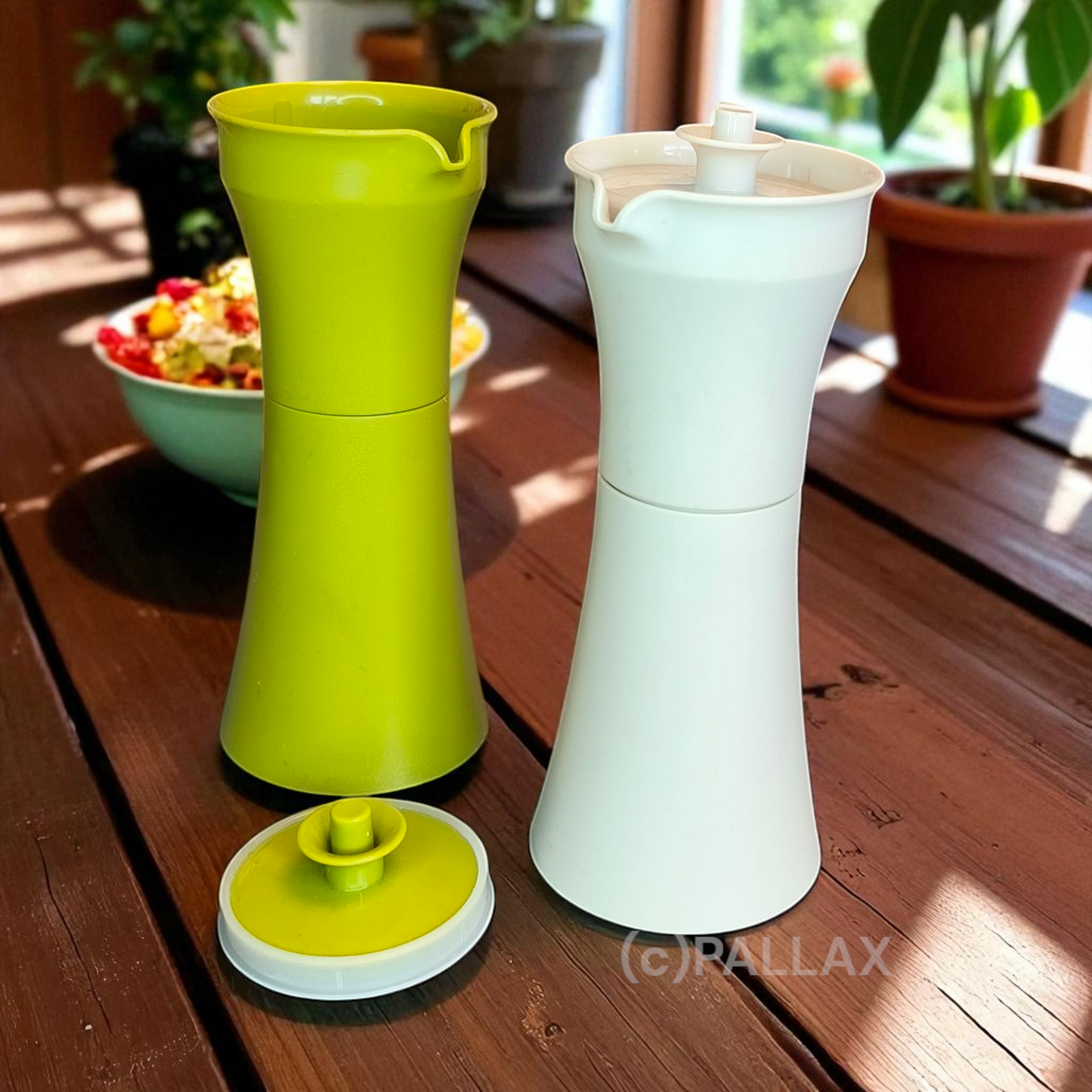 TUPPERWARE C27 SALATFREUNDE GRÜN WEISS ESSIG ÖL VINTAGE 2x 300 ML